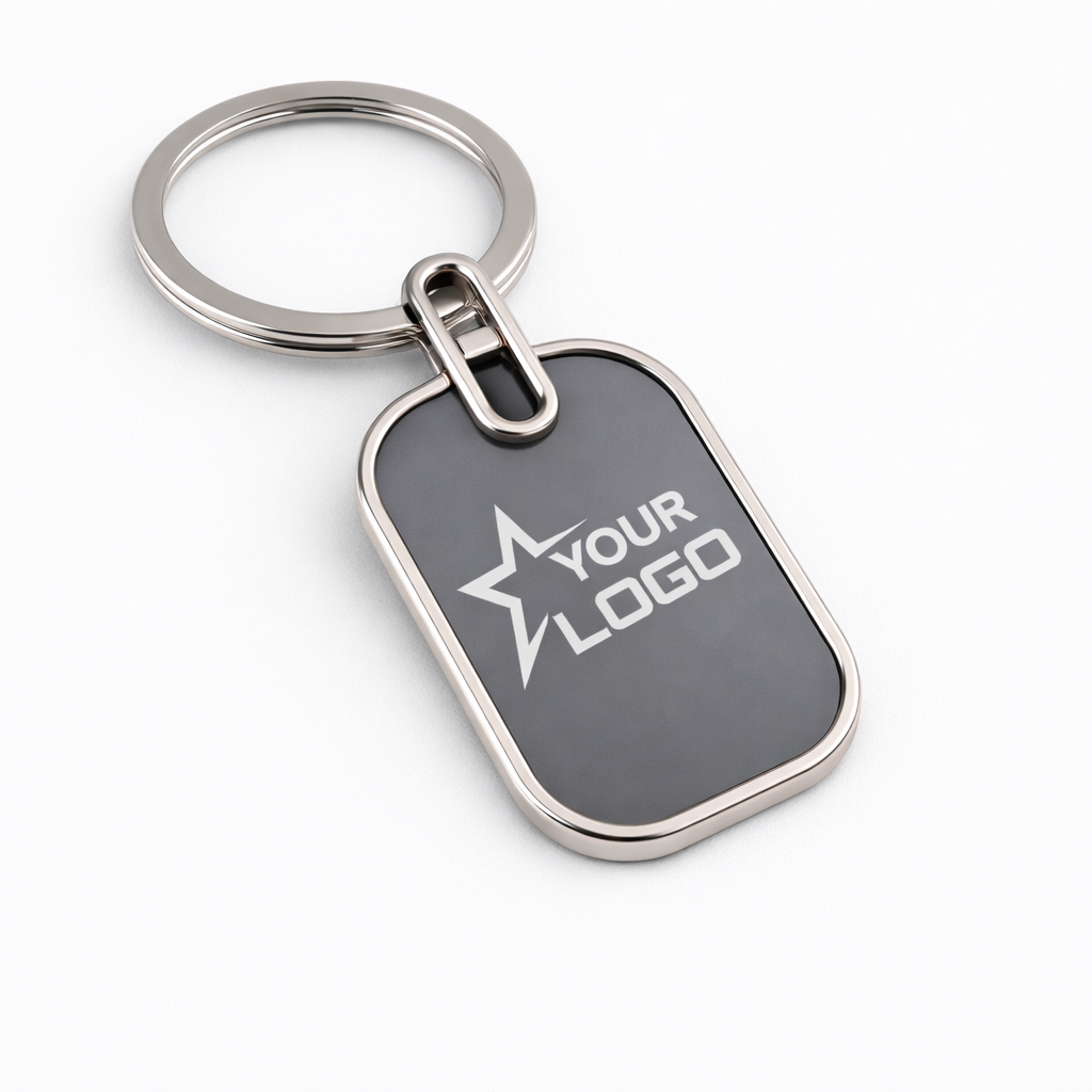 Rounded Edge Metal Keychain – Premium Rectangular Corporate Key Holder