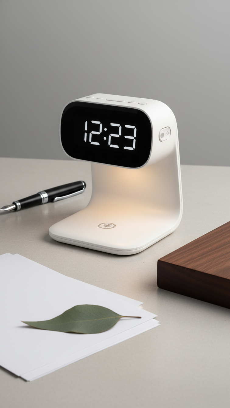 Smart LED Desk Clock with Wireless Charging Pad