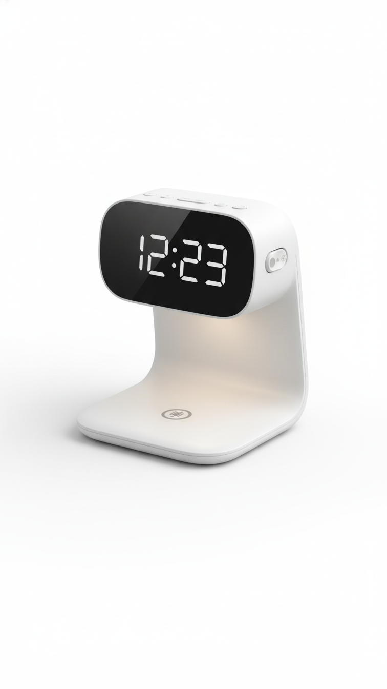 Smart LED Desk Clock with Wireless Charging Pad