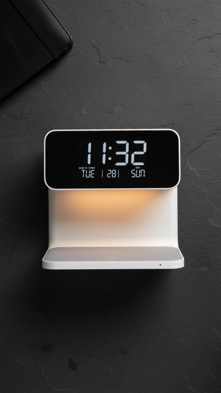Smart LED Desk Clock with Wireless Charging & Ambient Light