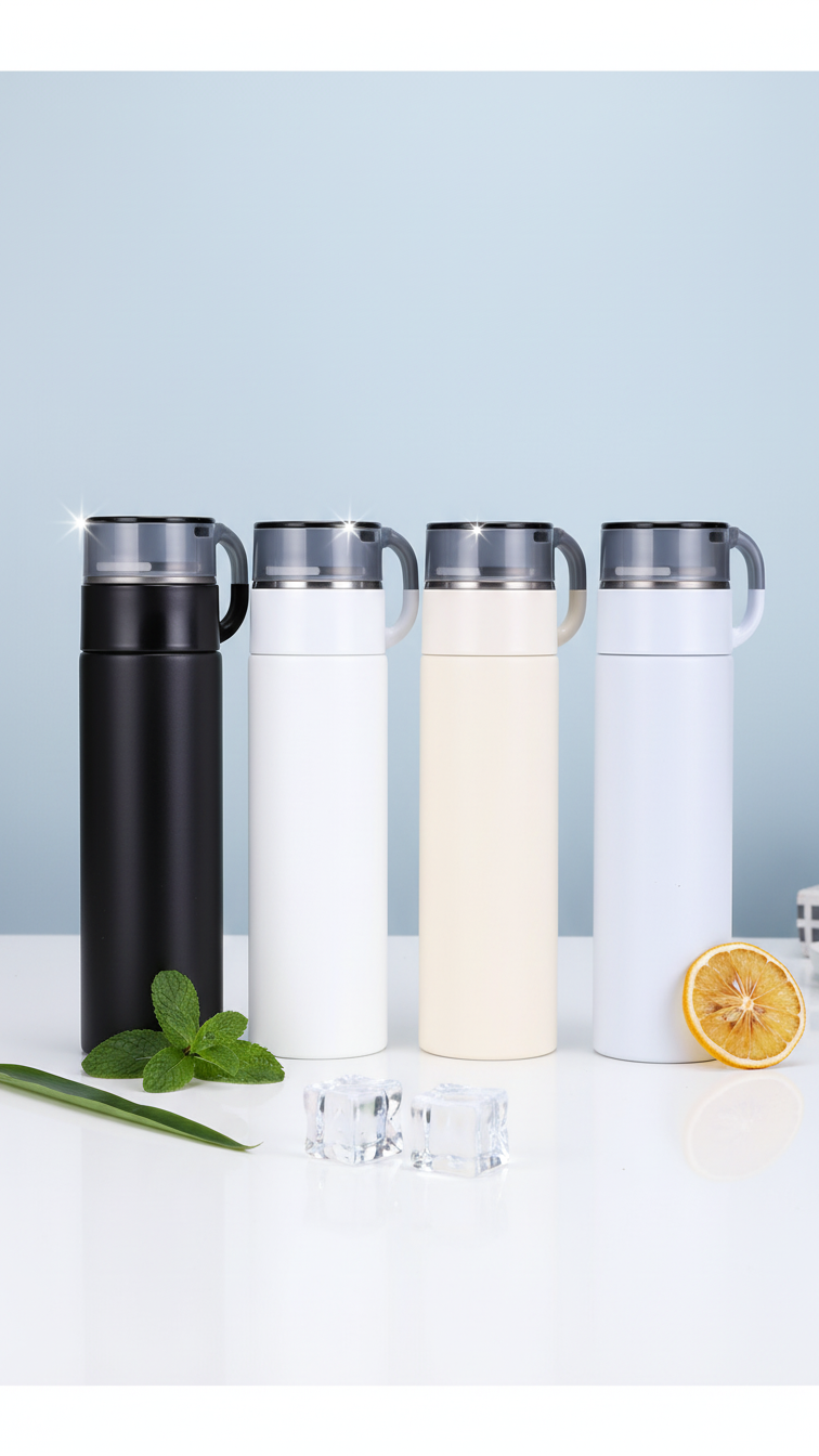 Vacuum Insulated Flask with Tea Cup Lid – 500ml Stainless Steel Bottle