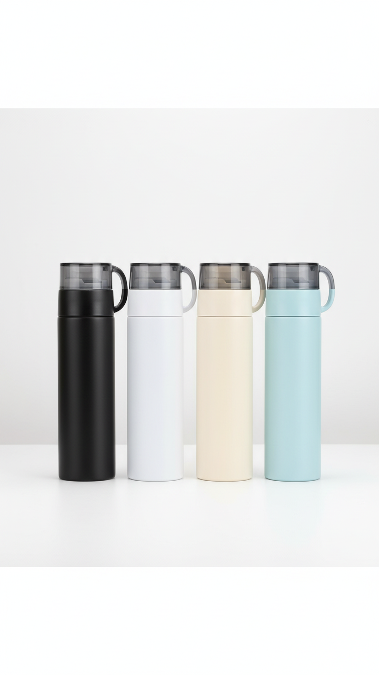 Vacuum Insulated Flask with Tea Cup Lid – 500ml Stainless Steel Bottle