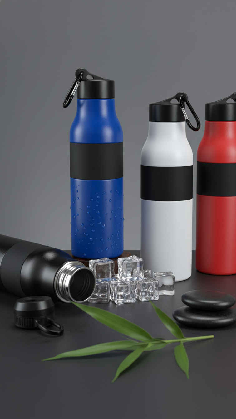 Vacuum Insulated Water Bottle with Silicone Grip – 600ml