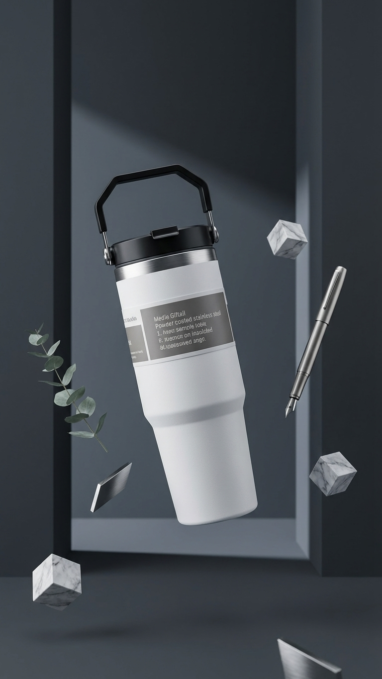 Vacuum Insulated Coffee Mug with Flip Lid – Stainless Steel Travel Mug