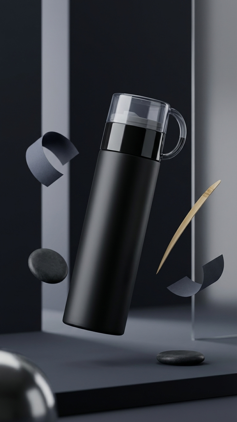 Vacuum Insulated Flask with Tea Cup Lid – 500ml Stainless Steel Bottle