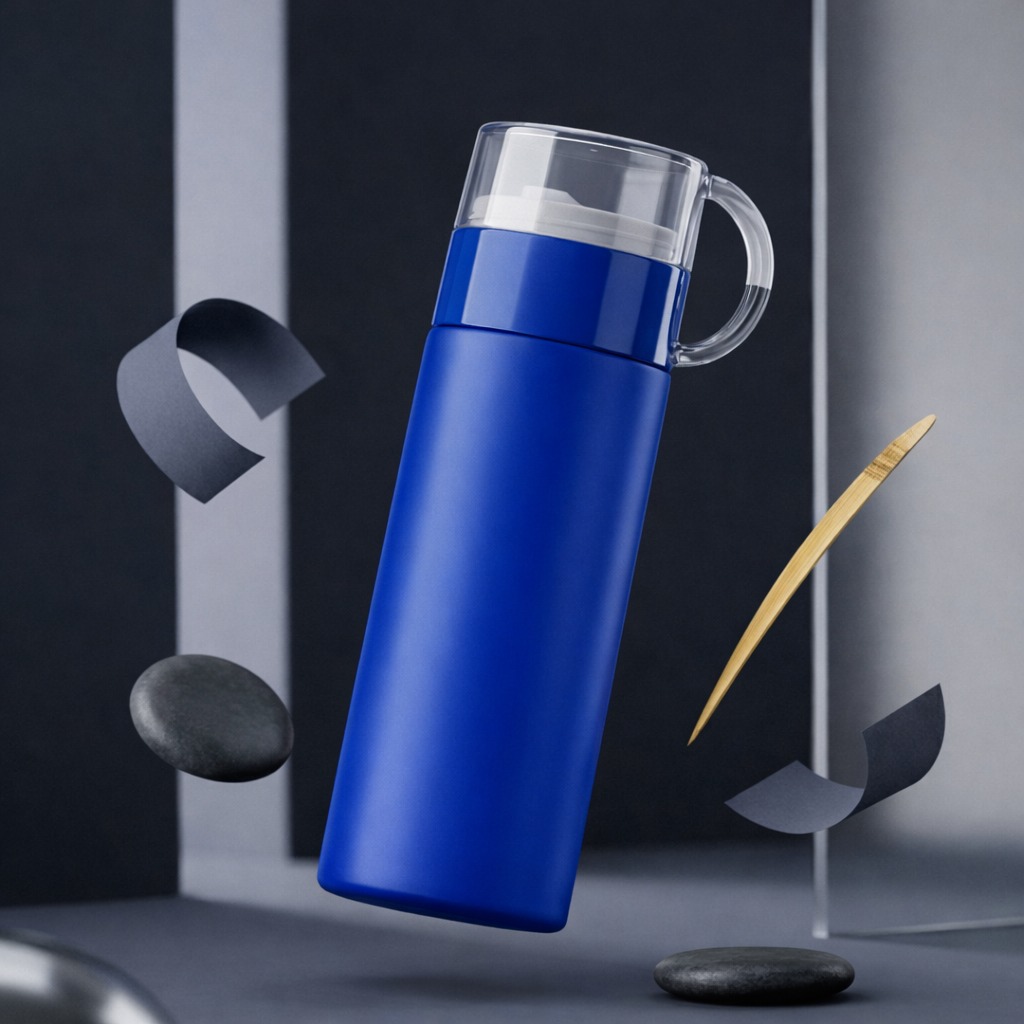 Vacuum Insulated Flask with Tea Cup Lid – 500ml Stainless Steel Bottle