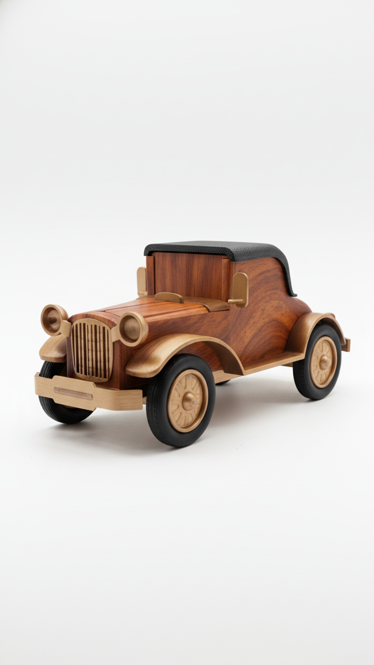 Classic Vintage Wooden Car Showpiece – Decorative Collectible Model